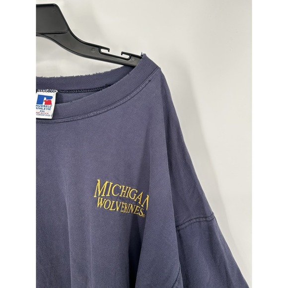Russell Athletic Vintage Michigan Wolverines High Cotton Tee Distressed XXL - Picture 6 of 7